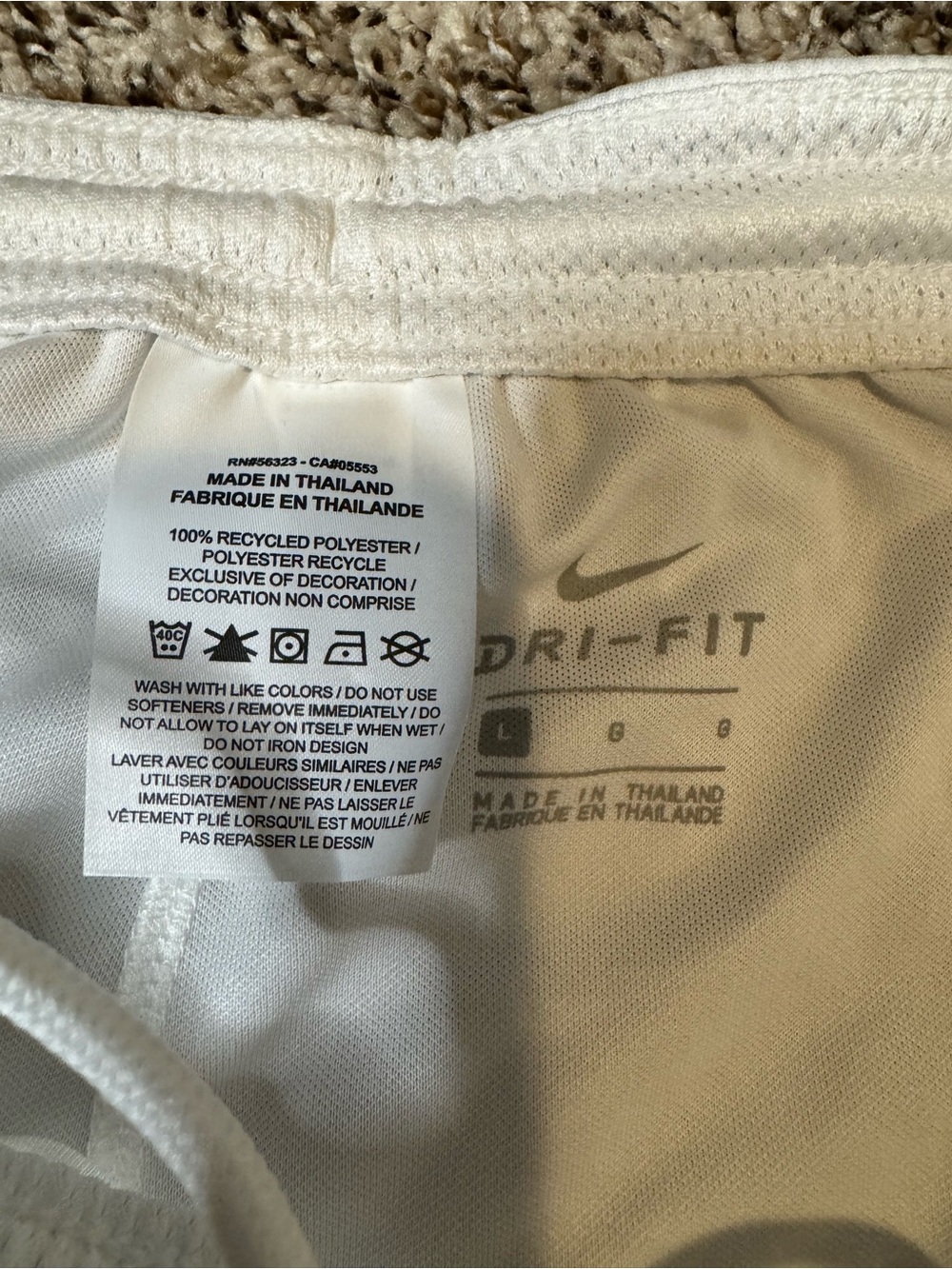 Women’s Large Nike White Shorts with Black Swoosh and Side Stripe - Picture 5 of 8